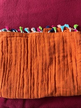 Carpisa Vibrant Orange Tassel Throw/Beach Towel bought in Milan, Italy.
